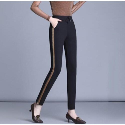 Casual Side Stripe Sweatpants Women Fashion Spring High Waist Stretch Harem Pants Plus Size Sweat Trousers Joggers Female