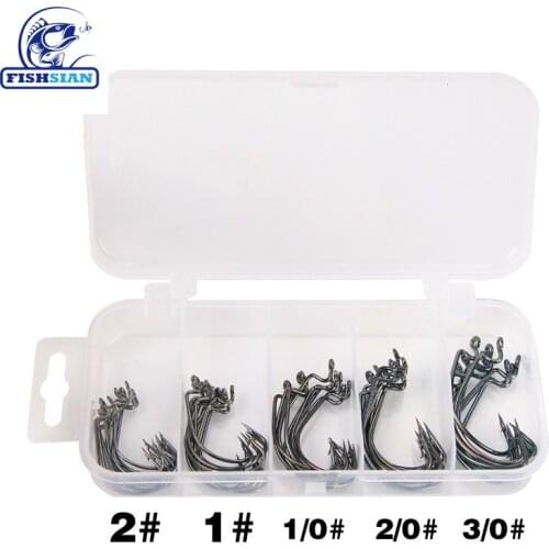 FISHSIAN 51pcs/box Fish Hook High Carbon Steel Barbed 3#Series In Fly Fishing Hook Worm Pond Fishing Bait Holder Jig Hole Pesca
