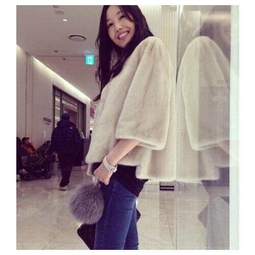 Womens winter imported mink fur coat short style outwear jacket coats female clothing