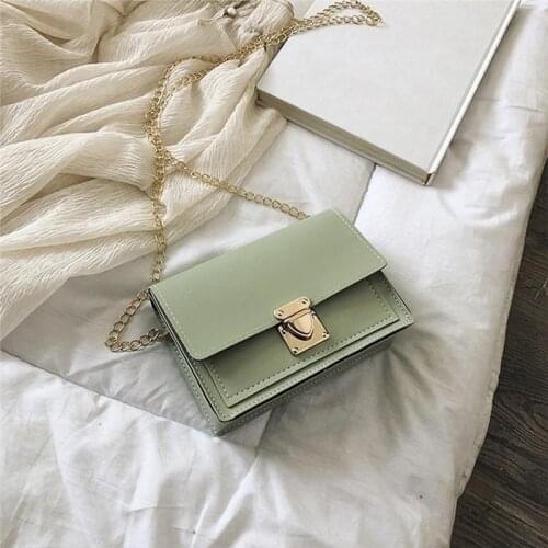 Women Messenger Bag PU Leather Chain Satchels Soild Color Cell Phone Pockets Female Small Handbag Fashion Popular