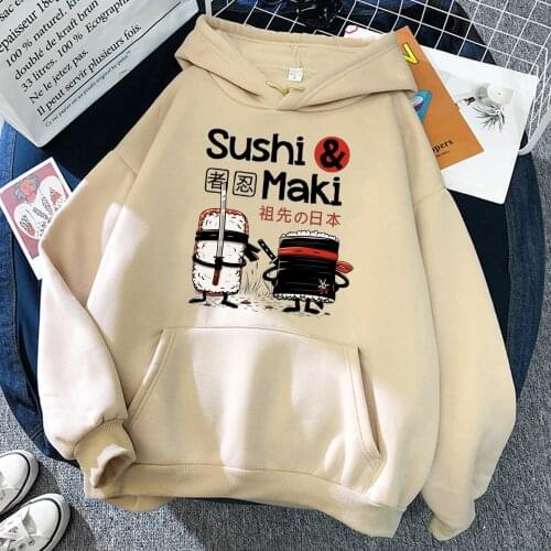 Sushi Maki Ninja Prints Hooded For Menhip hop High Quality Hoodies Harajuku Casual Autumn Hoodie Fashion Loose Female Clothing