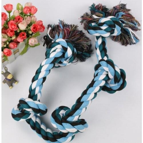 Dog Rope Toys Cotton Double Chew Knot Toys Clean Teeth Durable Braided Bone Rope Funny Pet Molar Toys