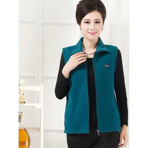 Women fleece vest female autumn and winter middle-aged mother loaded fleece vest large size