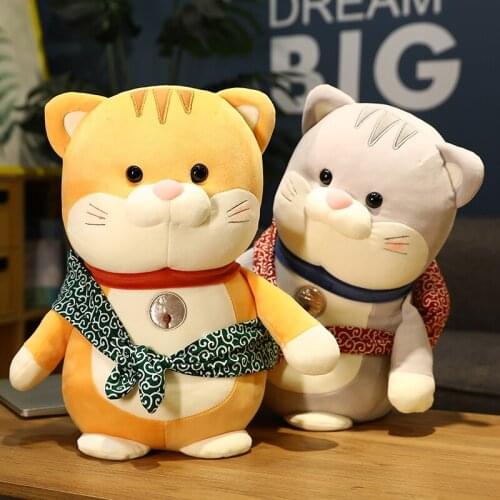 1pc 25/35/45cm Kawaii Plush Cat Toys Cute Standing Cat with burden Dolls Pillow Stuffed for Kids Girl Cartoon Birthday Gifts
