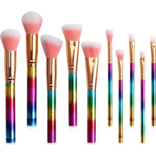 10pcs Pro Golden New Cosmetic Beauty Tool KitMakeup Brushes Set Eye Shadow Blending Eyeliner Eyelash Eyebrow Brushes For Makeup