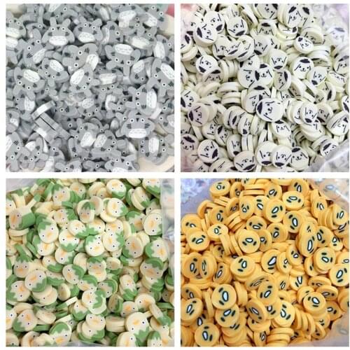 100g/lot Cartoon Chick Egg Totoro Slices Polymer Clay Sprinkles for Crafts Making DIY Soft Pottery Slime Filling Accessories 1cm
