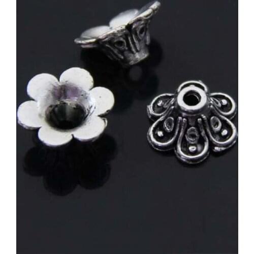 100pcs zinc alloy tibetan beads antiqued silver vintage beads caps fit 9mm beads