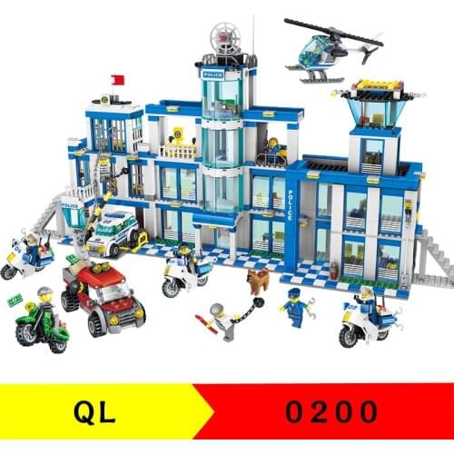 1397Pcs QL0200 Building Block City Series Police Headquarters Model Childrens Educational Small Particle Assembled Toy Gifts