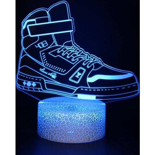 3D LED Table Lamp Illusion USB Night Light Acrylic Sports Shoes 7 Colors Changing Remote Control Touch Kids Gift Home Decor