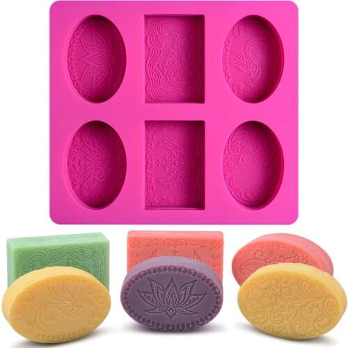 6 Cavity Rectangle Oval Silicone Soap Mold Handmade Soap Making Craft for Home Bathroom Soap Forms