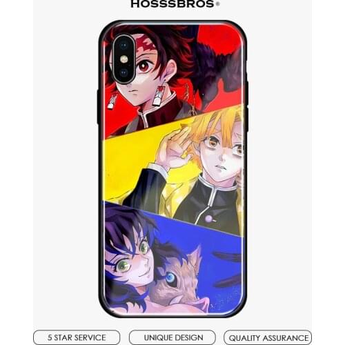 Tanjiro Zenitsu Inosuke Tempered Glass Soft silicone Phone Case Shell Cover For iPhone 5 5S SE 6 6S 7 8 Plus X Xr Xs 11 Pro Max