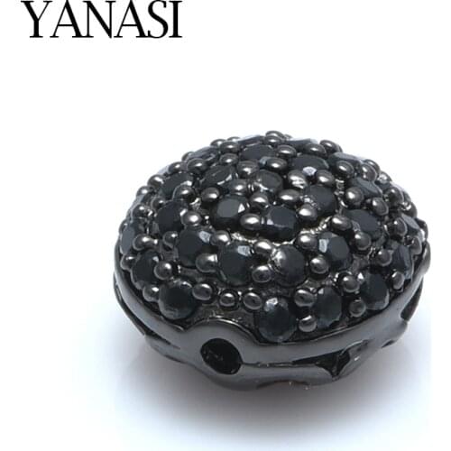 Black Cubic Zirconia Brass Beads for DIY Jewelry Findings Accessories Handmade Naturalstone Man Woman Bracelet Jewelry