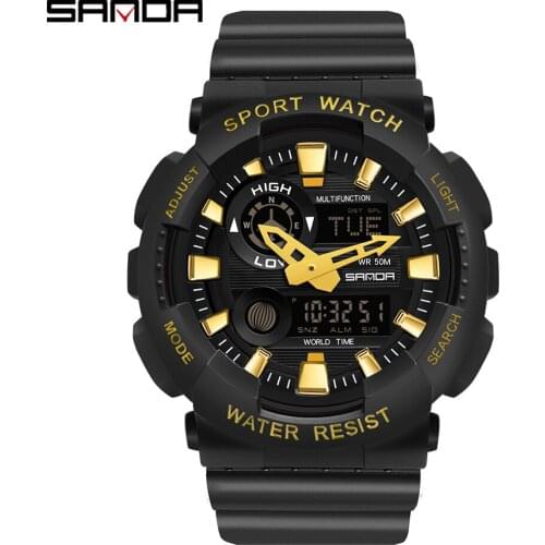 SANDA Fashion Sports Mens and Womens Watches Multifunction Waterproof Watch Digital Wristwatch Casual Clock Relogio Feminino