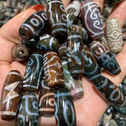 Qinghai-Tibet Plateau precious elephant male cinnabar dzi wholesale dzi clear horseshoe beads fine and delicate 30pcs