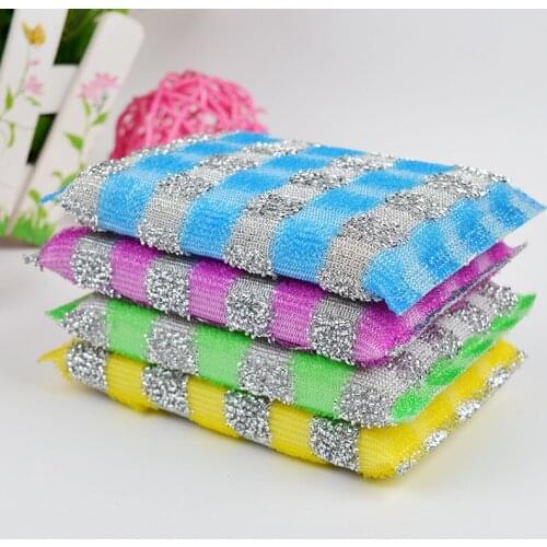4Pcs Kitchen Dishwashing Sponge Colorful Cleaning Dishes Towel Rag Sponge Brush Home Dirt Eraser Cleaner Stain Remover Foam Pads