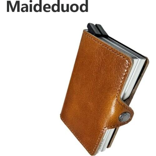 Maideduod Men Business ID Card Holders Genuine Leather Credit Card Holder Bank Card Organizer Information Safe Card Case Gift