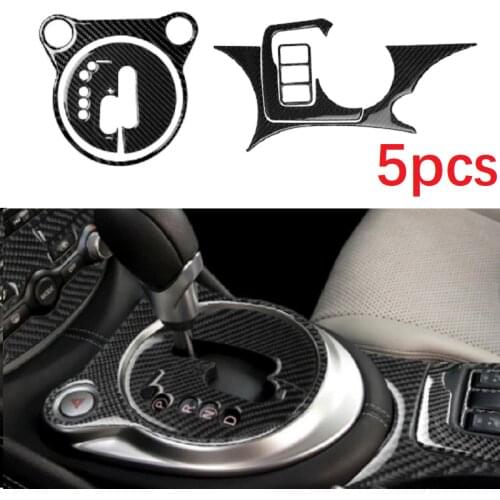 For Nissan 370z Z34 2009-2020 Carbon Fiber Center Console Panel Cup Holder Seat Adjust Switch Cover Trim 5pcs Set