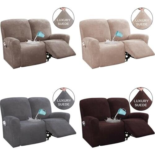 2 Seat Suede Fabric Sofa Cover All-Inclusive Rocker Cover Sofa Bed Cover High Elasticity Solid Color Fit Soft Washable