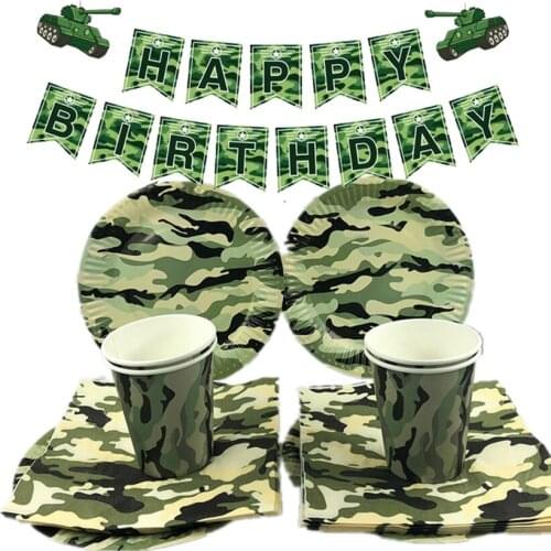 Camouflage Theme Party Army Military Decoration Tableware Paper Cup Plate Napkin Baby Shower Kids Birthday Party Supplies