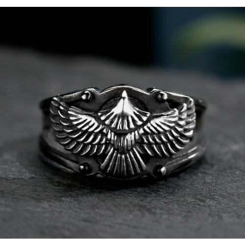 Stainless Steel Men Animal Rings Flying Eagle Punk Rock Personality for Male Boyfriend Jewelry Creativity Gift Anel Wholesale