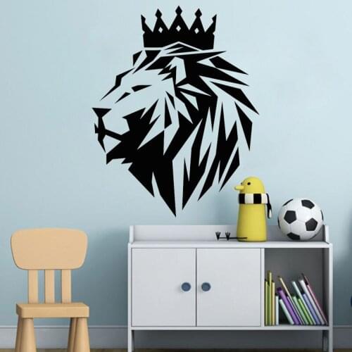 Lion King Stickers Abstract Polyhedron African Animal Viny Wall Decal Crown Cat Home Decor Living Room Mural O273