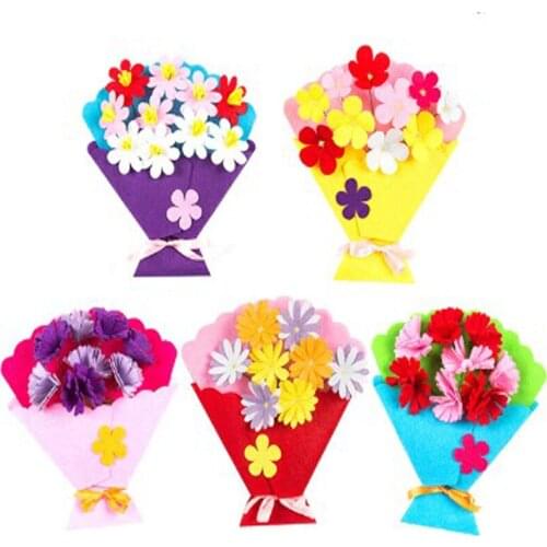 Beautiful 5 Colors DIY Bouquet Felt Package Mother Days Gift Nonwoven Felt DIY Home Kindergarten Decoration Early Learning Tool