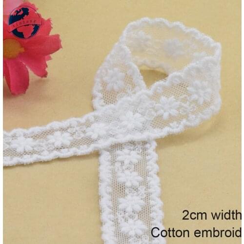 2cm wide Cotton embroid lace edge sewing ribbon guipure trim wedding lace DIY Garment Accessories french african doll lace#3933