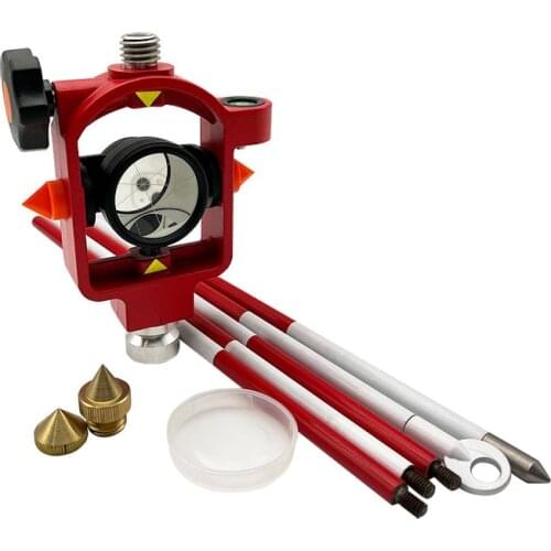 FDC066 Mini Prism for Sokkia Topcon Trimble Total Station 0 / -30mm and 4 Poles Aluminium ADS10 Survey Instrument Silver Coated
