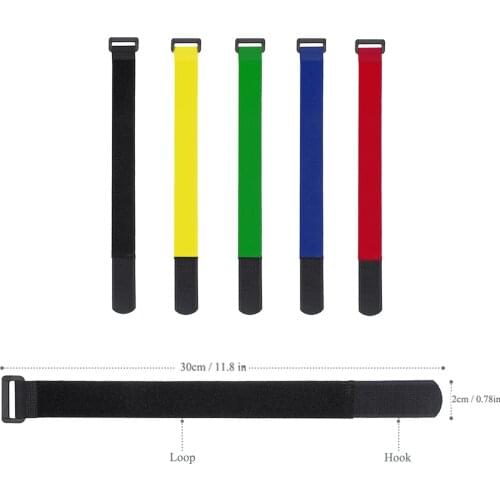 10pcs 12inch Self Adhesive Reusable Cable Tie Nylon Fastener Hook and Loop Strap Cord Ties PC TV Organizer 30cm Length 2cm Width