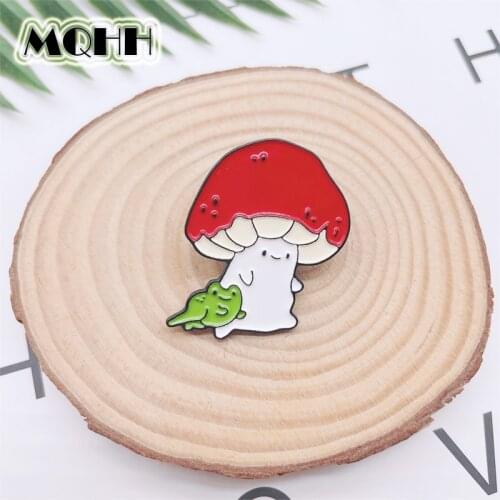 Cartoon Cute Red Plant Mushroom Enamel Pins Sweet Animal Frog Alloy Brooch Badge Clothes Accessories Fashion Woman Jewelry Gift