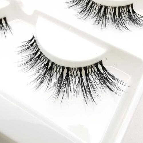 HBZGTLAD 3 pairs Invisible Band Transparent 3D Mink Fur Lashes Natural Long Wispy False Eyelashes +tweezers