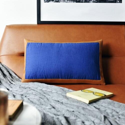 DUNXDECO Waist Cushion Cover Bedding Decorative Pillow Case 100% Linen Leather Border Sofa Chair Coussin Modern Decorating