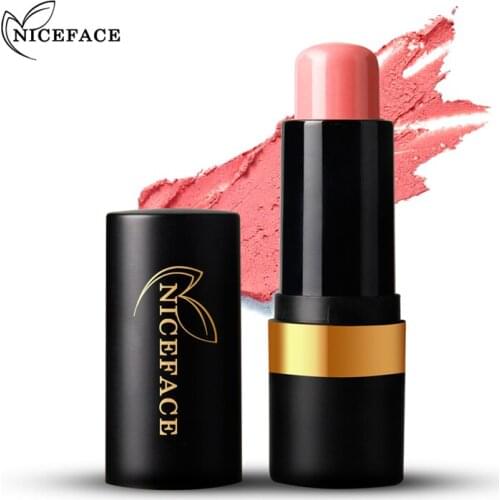 NICEFACE Makeup Baked Blush Natural Color Blusher Waterproof Highlighter Stick Easy to Wear Brighten Powder Cream Face Blush