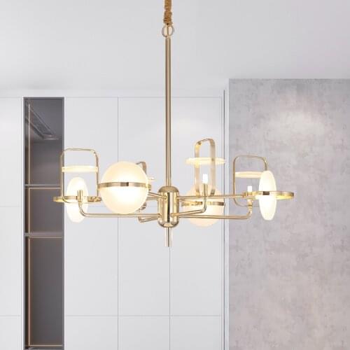 Nordic minimalist postmodern creative wrought iron chandelier living room study dining room bedroom engineering model room