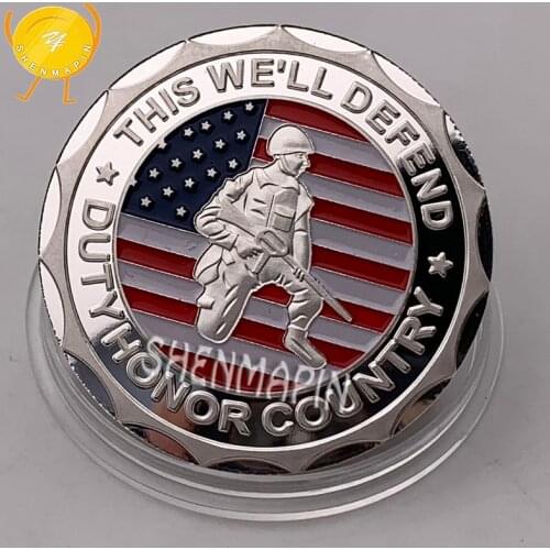 US Army Veteran Commemorative Coin Dedicated to Defend Country Army Warrior Honor Medal Coins Collectibles Sniper Challenge Coin