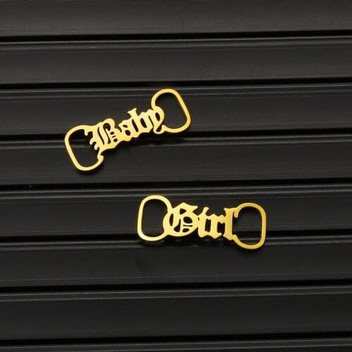Personalized Old English Letter Baby Girl Shoe-buckle Stainless Steel Name Plate Customized Shoe Tag/Shoe Clips For Women Men