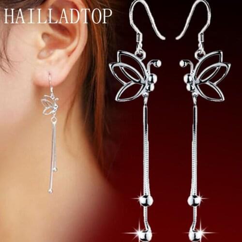 Hollow Butterfly Long Tassel Drop Earrings Elegant Female Girl Ear Jewelry Dangle Earrings Flying Animal Pendant Earrings