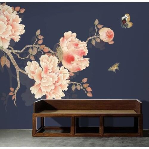 Custom Mural Peony Wallpaper European Style Vintage Oil Painting Flower Floral Fresco Living Room Bedroom Wall Decor Restaurant