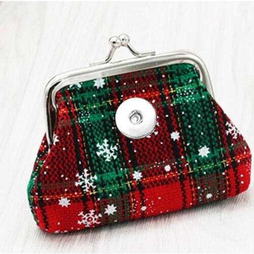 Christmas 18MM Snap Buttons Jewelry Coin Purses Small Wallets Pouch Kids Girl Womens Money-Bags For Gift QB362