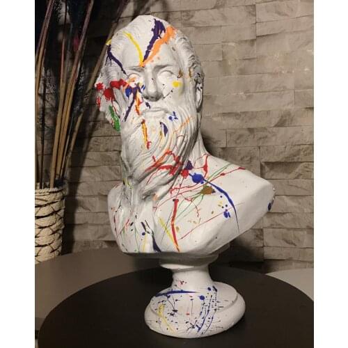 SIBUART/POSEIDON BUST/SCULPTURE/DECOR/WHITE/MULTI-COLOR