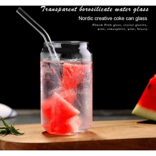 500-600ML Large Can Shape Tea Juice Milk Beer Glass Cup Coffee Mug Wine Glass Drink Cup High Borosilicate Glass Drinkware