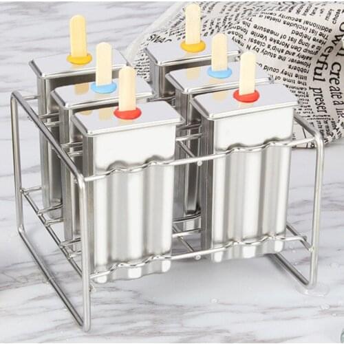 Steel DIY Popsicle Molds 6 Holes Ice Cream Mold Household Children Ice Cream Mould