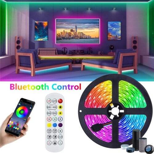 LED Strips Light RGB 5050 Flexible Ribbon Waterproof Decoration SMD Luces Lamps Set Bluetooth Control With Phone APP+Adapter