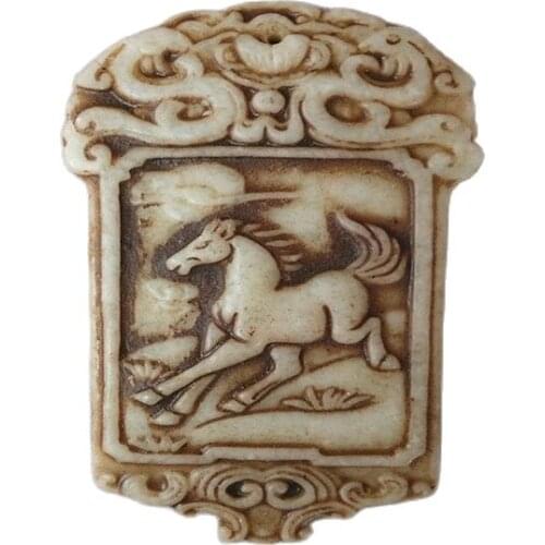 The old antique jade Choker Pendant Zodiac Horse Pendant ancient jade collection