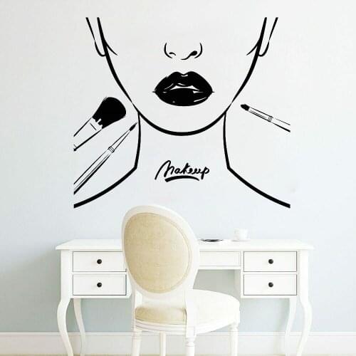 Makeup wall Stickers Vinyl applique makeup Woman face Wall sticker beauty salon window wall decor Girls Room Decor Poster X753