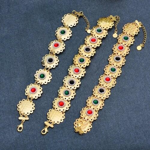 Wando Three gold coin bracelets Classic For women Girl Coin Jewelry Gold Color Women bracelet Islamic Arabic Middle East Gifts