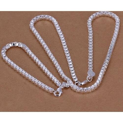 S026 Wholesale, free shipping jewelry set, fashion jewelry set 4Mm Box Chain Two-Piece Jewelry Set