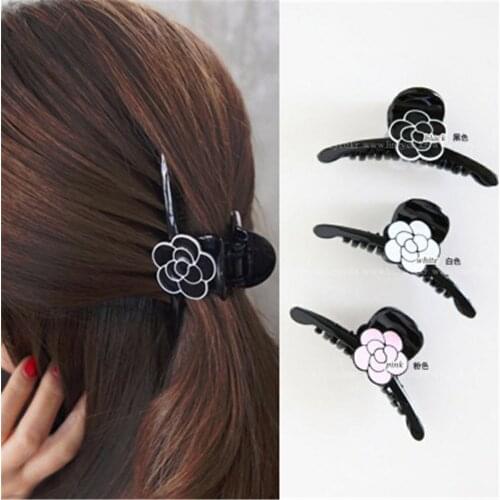 Women Camellia Acrylic Claws Hairpins Hair clips Fashion Korean Lady Girl Head wear Accessories Wholesale Adult Gift