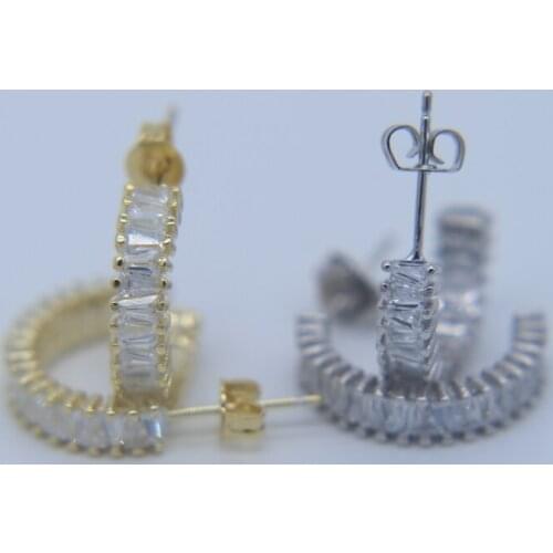 New arrive 2017 circle princess cut bling AAA cubic zirconia fashion women drop shipping CZ elegant gold color earring