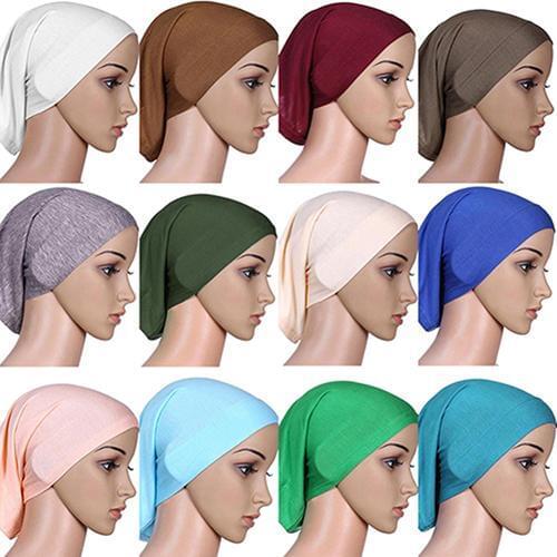 Solid Color Women\s Muslim Islamic Solid Cotton Hijab Cap Head Under Scarf Shawl Turban Islam Scarf Inner Headband Bonnet Gift